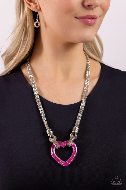 Paparazzi Lead with Your Heart - Pink Necklace  P2SE-PKXX-257XX