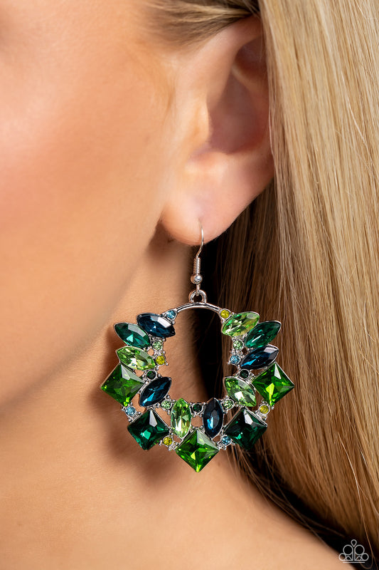 Paparazzi Wreathed in Watercolors - Green Earring   P5ST-GRXX-032XX