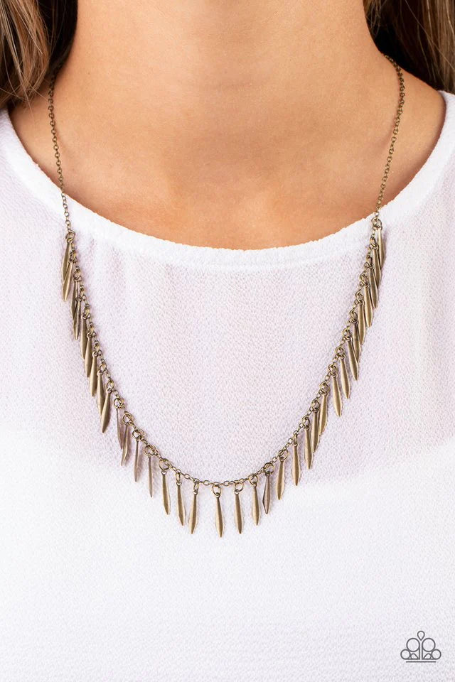 Paparazzi Necklace ~ Striking Sheen - Brass