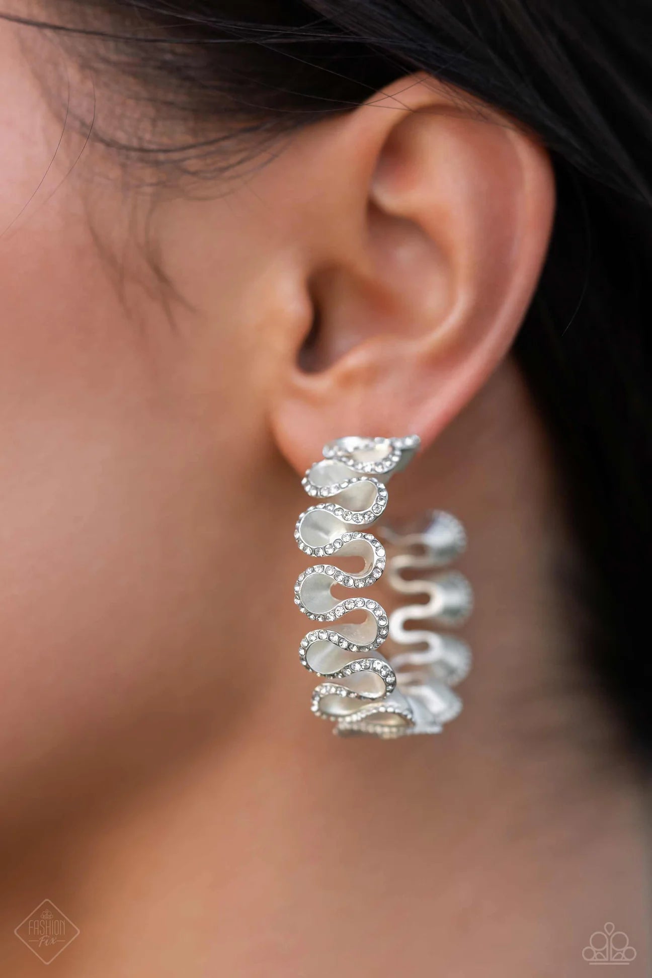 Paparazzi Resolutely Ruffled - White post Earring