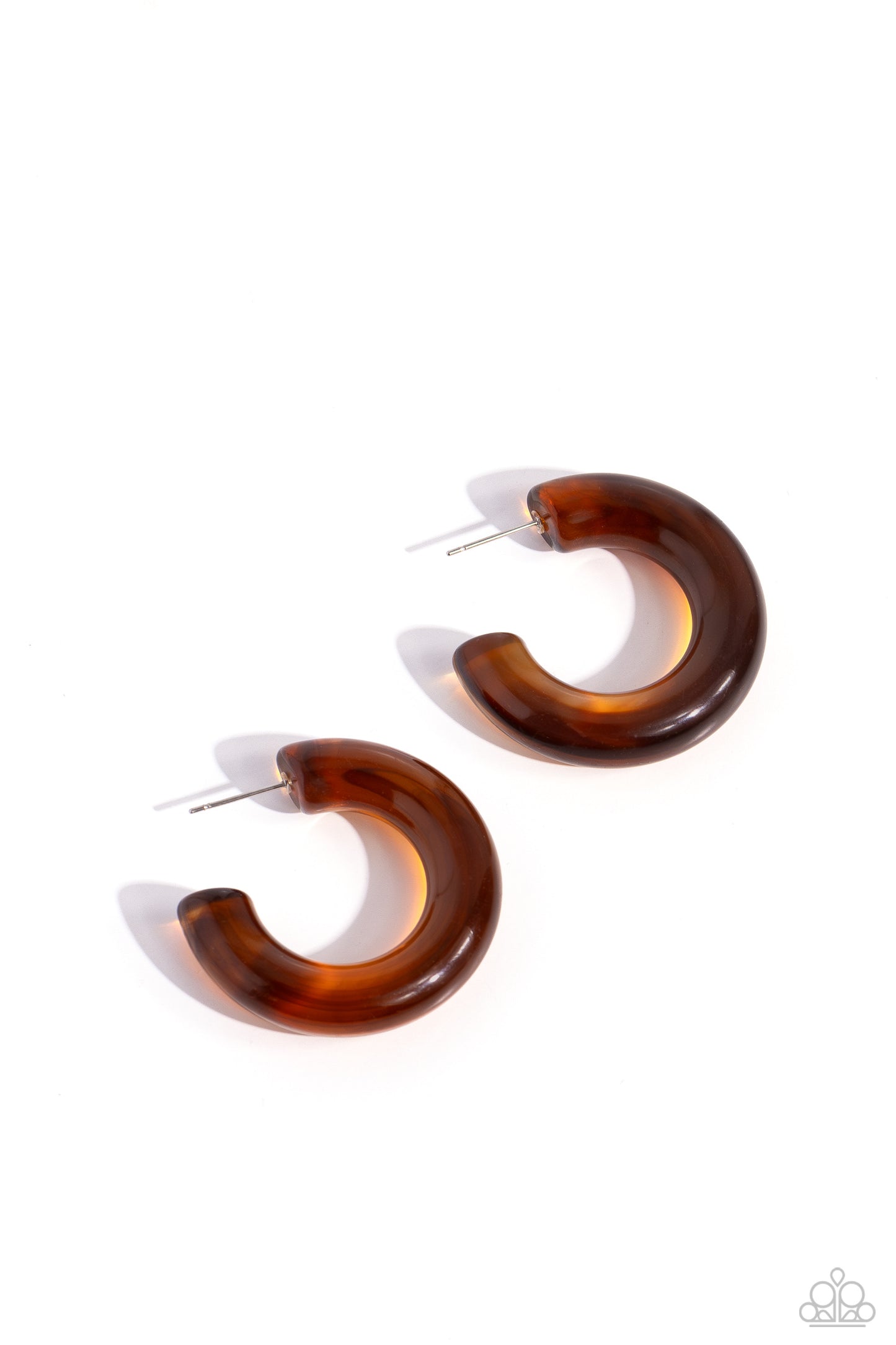 Paparazzi Glassy GAZE - Brown Post Earring  P5HO-BNXX-017XX