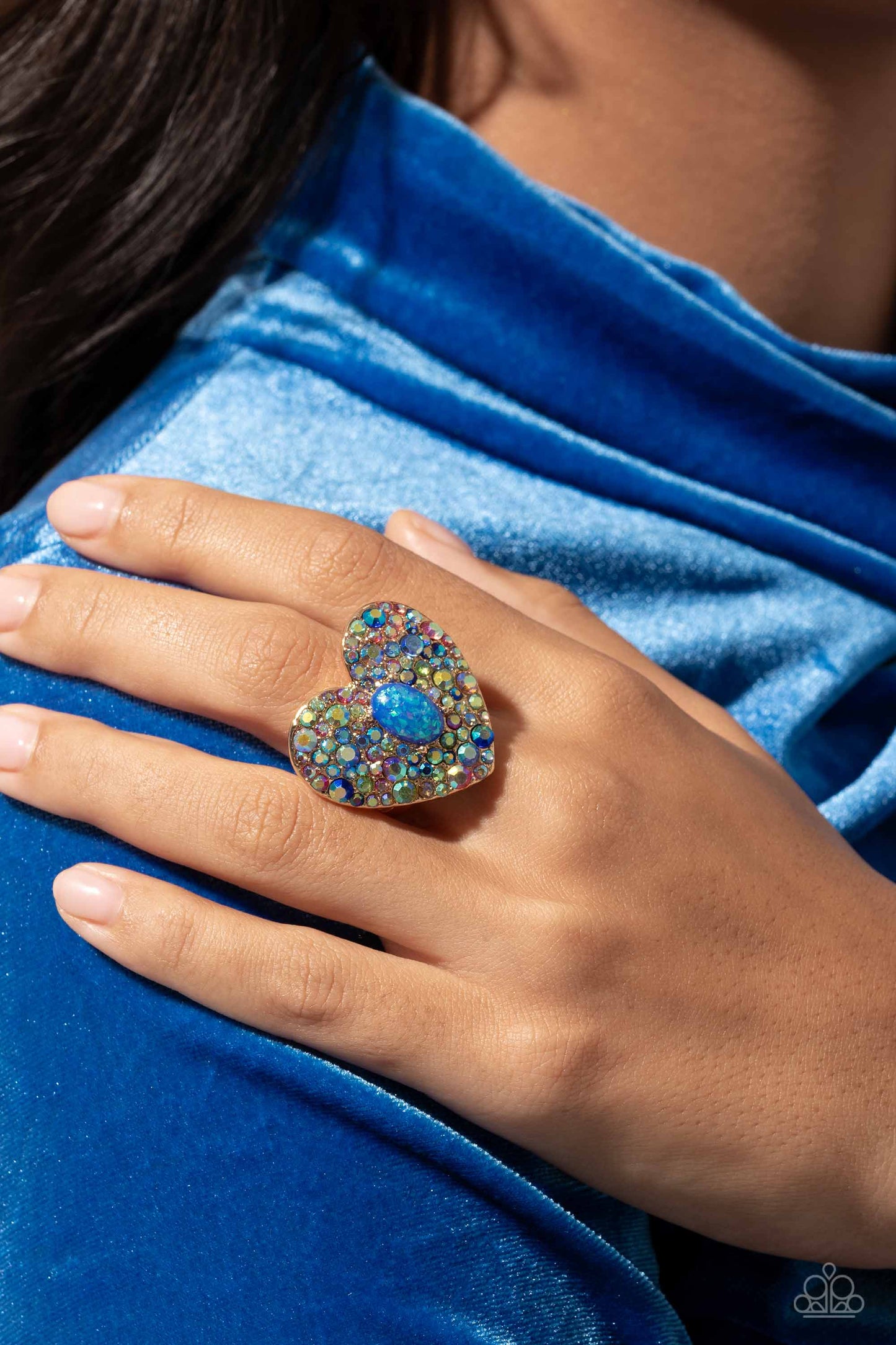 Paparazzi Bejeweled Beau - Blue Ring Item #P4ST-BLXX-029XX