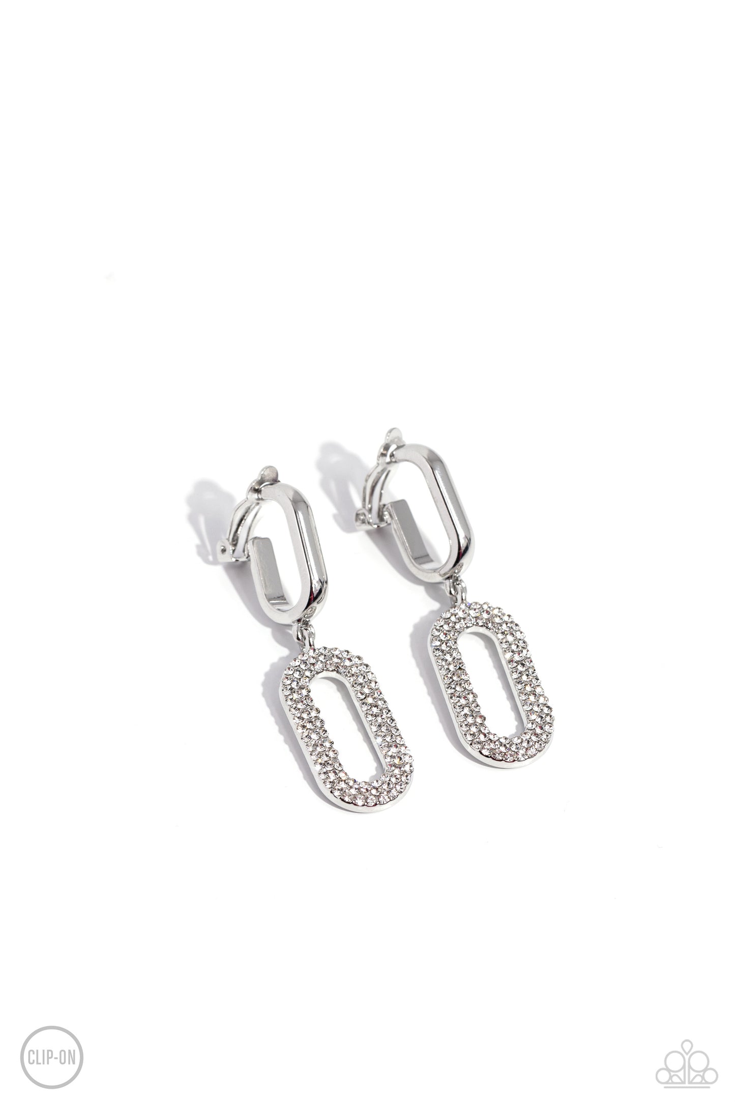 Paparazzi Linked Luxury - White Clip On Earring  P5CO-WTXX-142XX