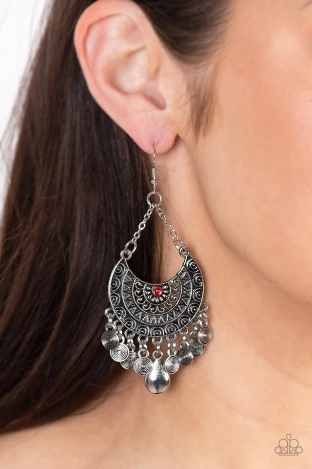 Paparazzi Lunar Allure - Red Earring