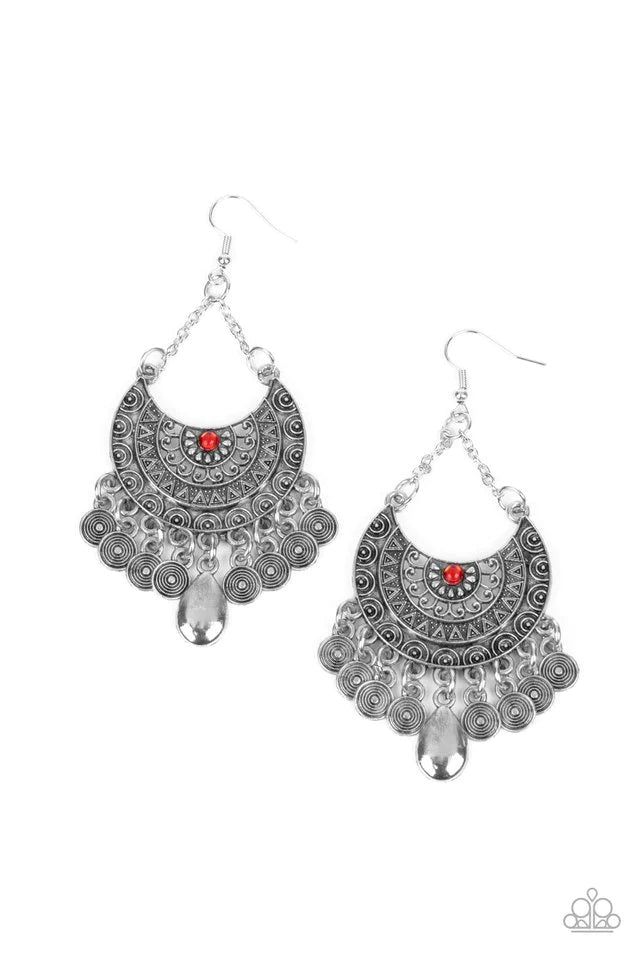 Paparazzi Lunar Allure - Red Earring