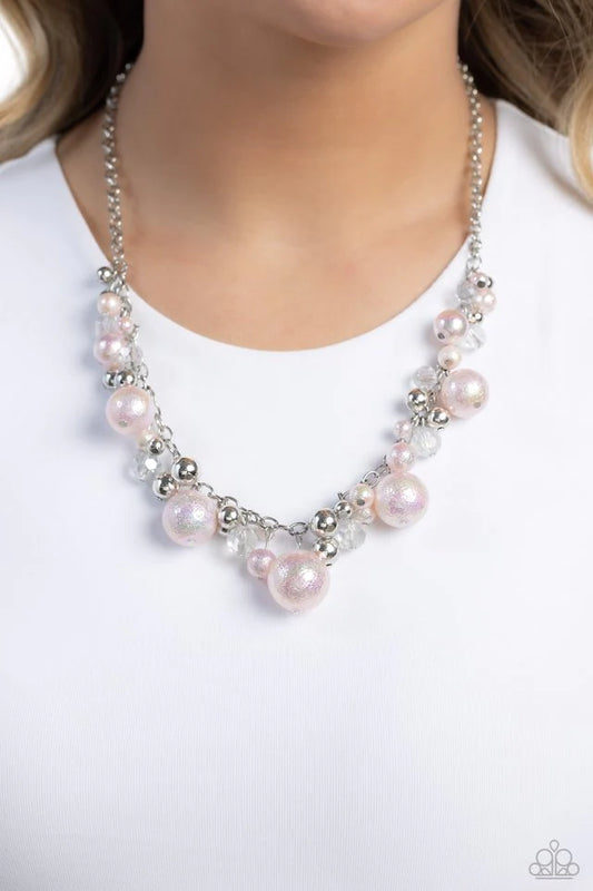 Paparazzi Scratched Shimmer-Pink Necklace