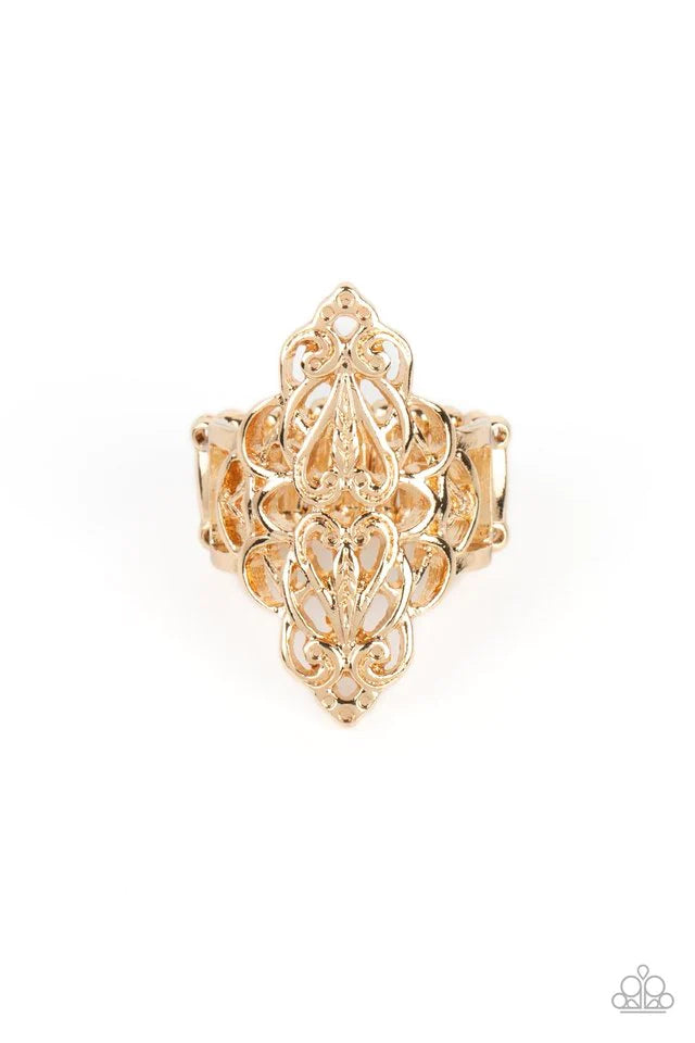 Paparazzi Curled Crown - Gold Ring