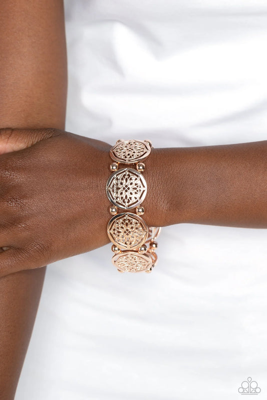 Paparazzi Filigree Fanfare - Rose Gold Bracelet