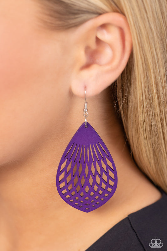 Paparazzi Caribbean Coral - Purple Wood Earring P5SE-PRXX-081XX