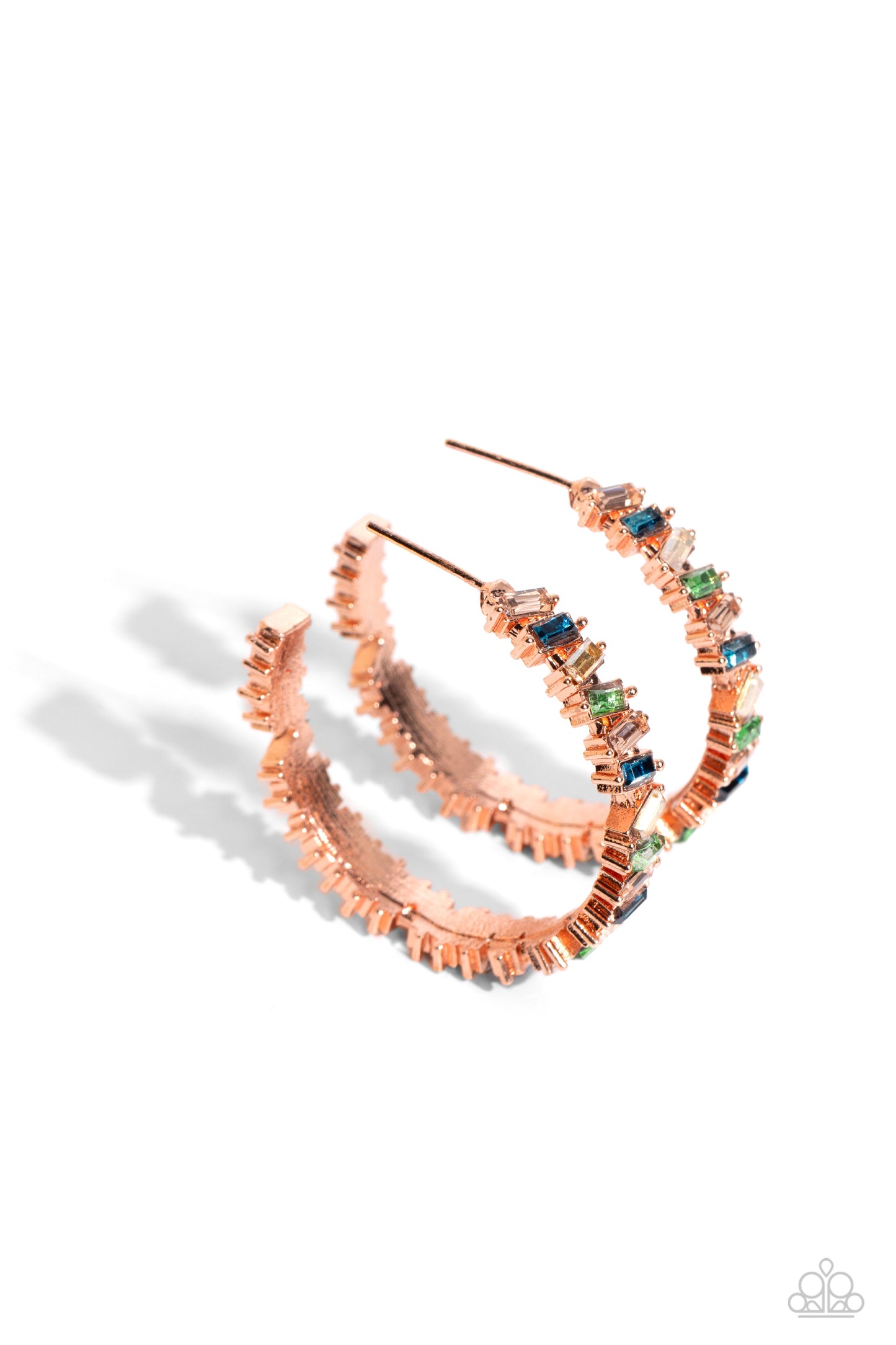 Paparazzi’s Effortless Emeralds - Copper Hoops Earring  P5HO-CPSH-182SN