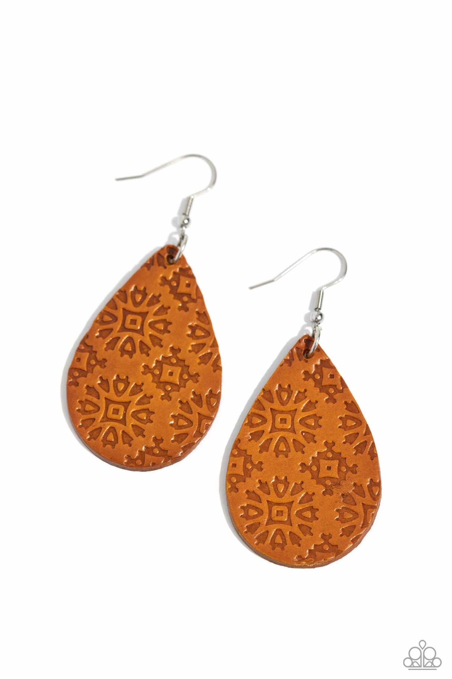 Paparazzi Stylishly Subtropical - Orange Leather Earring P5SE-OGXX-163XX