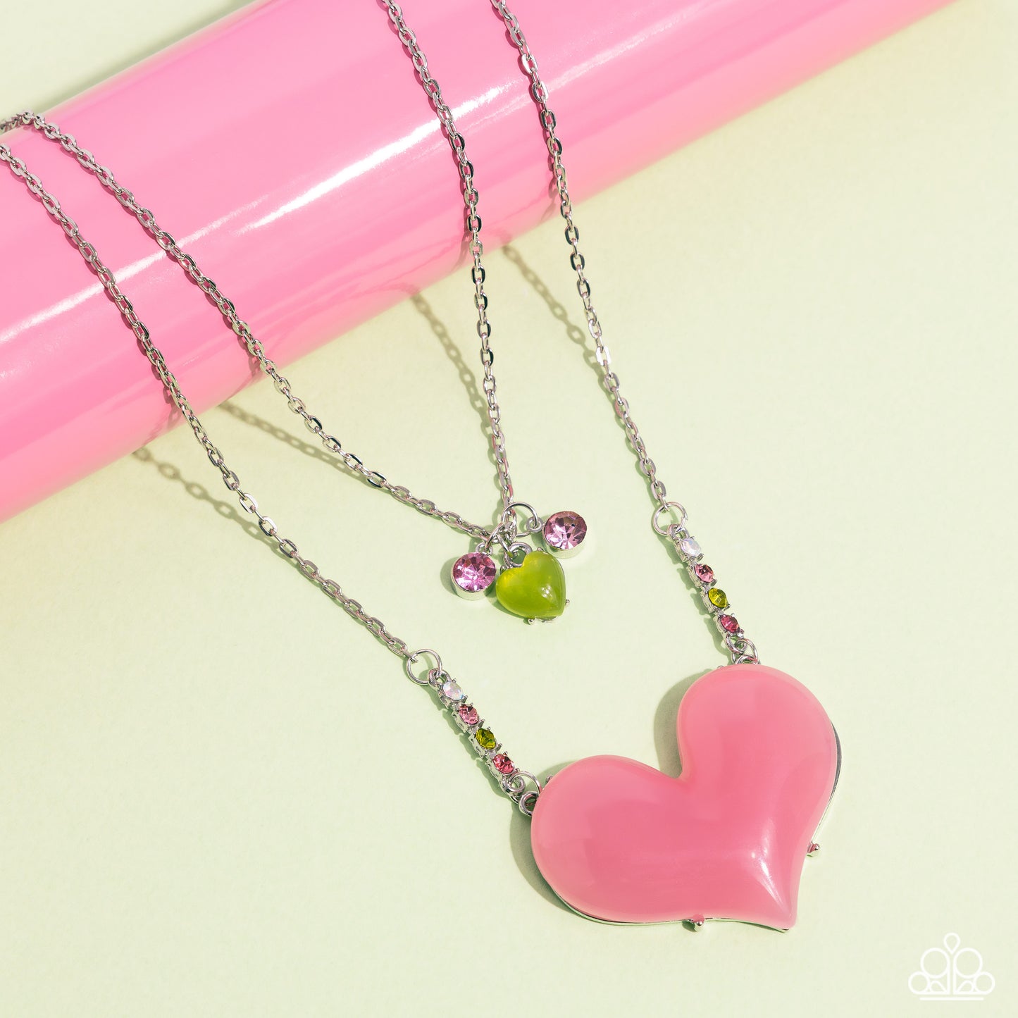 Heart-Paparazzi Racing Recognition - Pink Necklace P2RE-PKXX-402XX