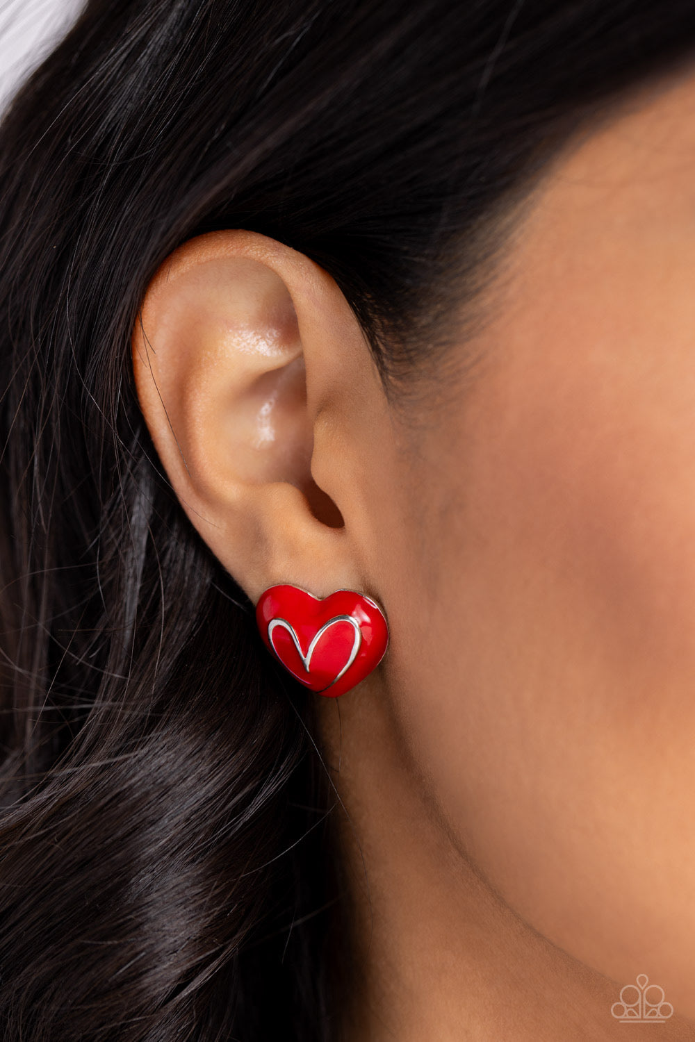 Paparazzi Glimmering Love - Red Post Earring  P5PO-RDXX-043XX