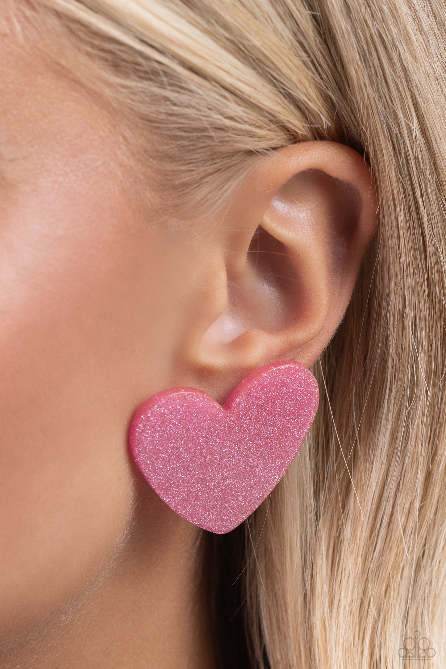 Paparazzi Sparkly Sweethearts - Pink Post Earring P5PO-PKXX-105XX