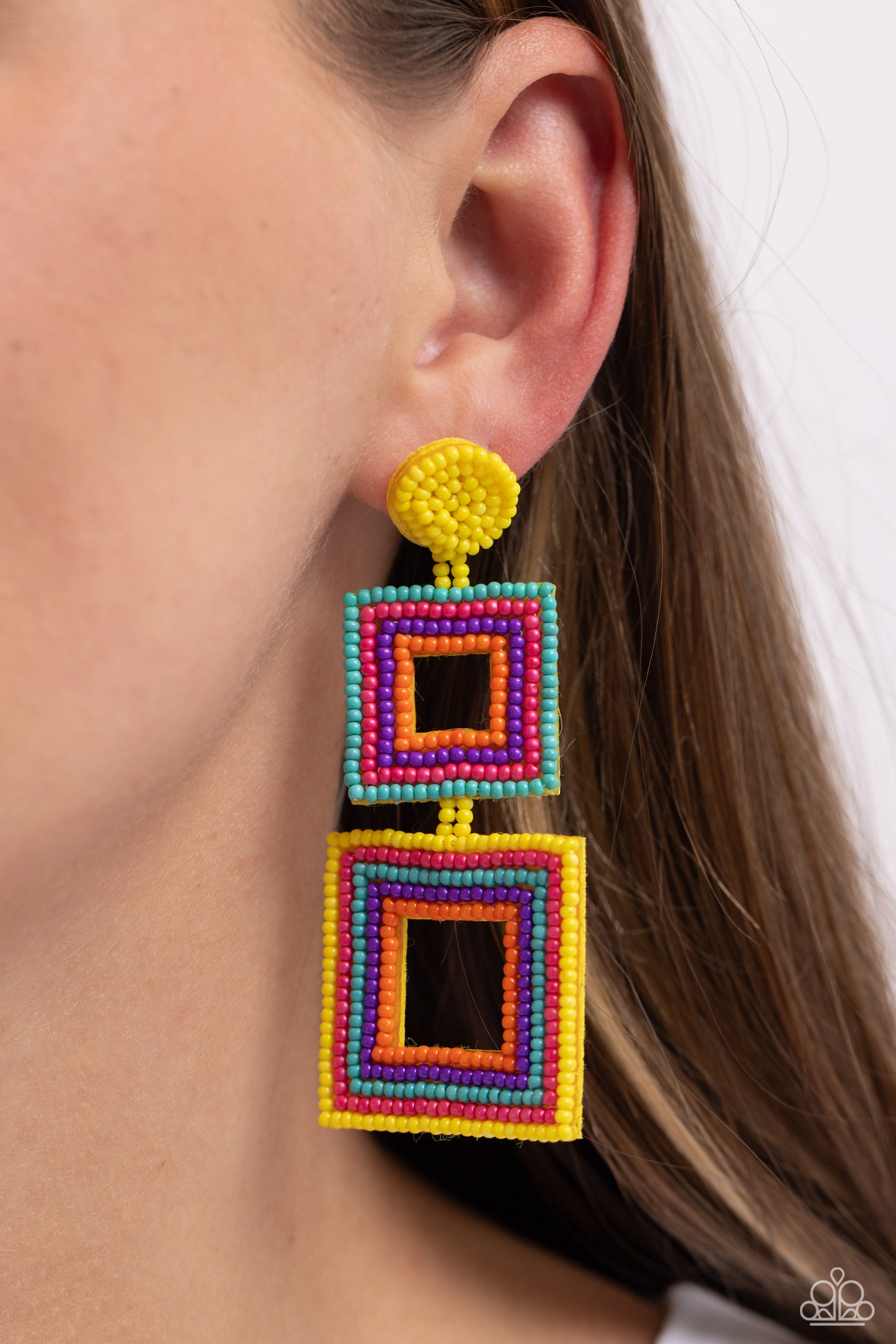 Paparazzi Seize the Squares - Multi Post Earring  P5PO-MTXX-114XX