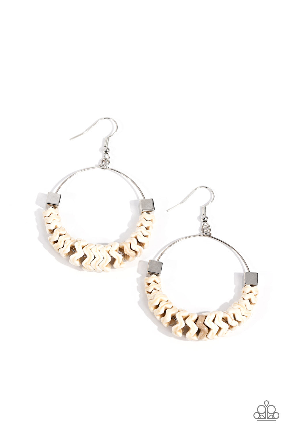 Paparazzi Capriciously Crimped - White Earring P5SE-WTXX-174XX