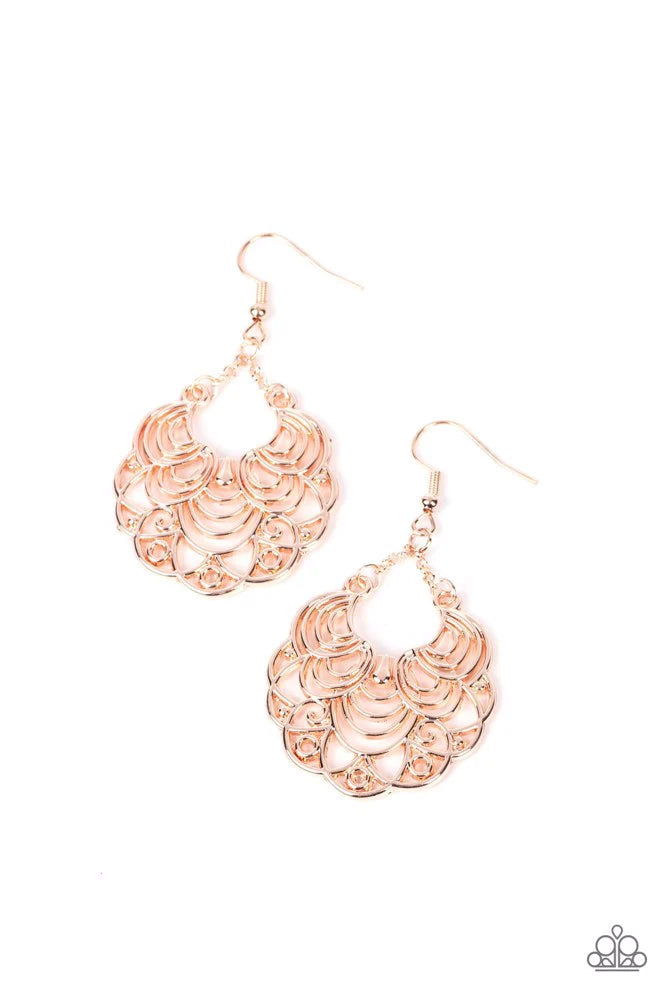 Frilly Finesse-Rose Gold Earring-Paparazzi Accessories