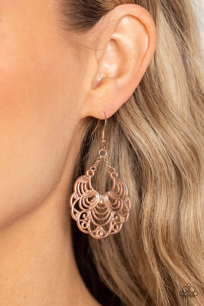 Frilly Finesse-Rose Gold Earring-Paparazzi Accessories