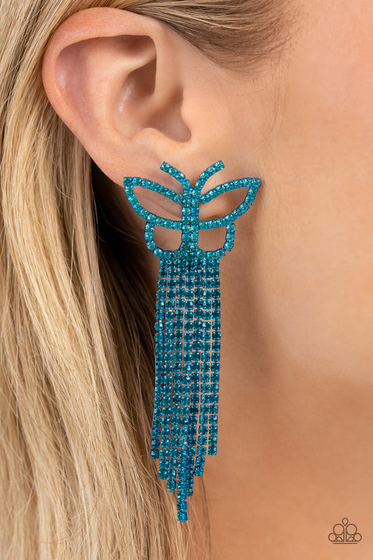 Paparazzi Billowing Butterflies-Blue Post Earring