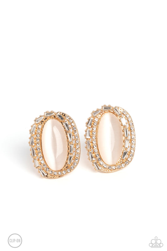 Paparazzi Shimmery Statement - Gold Clip On Earring P5CO-GDXX-082XX