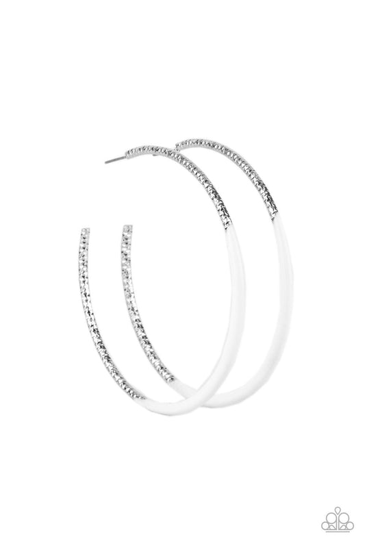 Paparazzi DIP, DIP, Hooray! - White Hoops Earring P5HO-WTXX-102XX