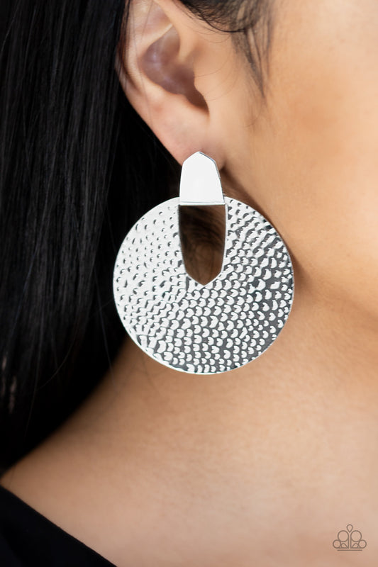 Paparazzi Bold Intentions- Silver Post Earring