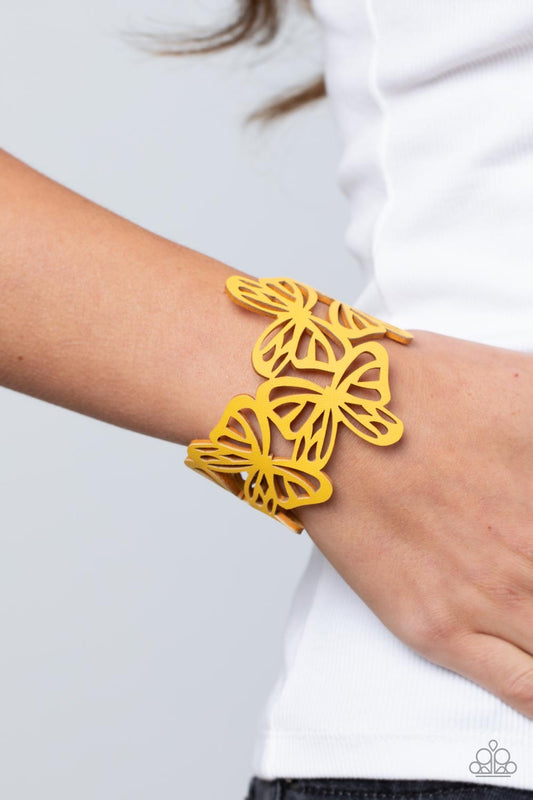 Paparazzi Butterfly Breeze - Yellow  Bracelet P9UR-YWXX-085XX