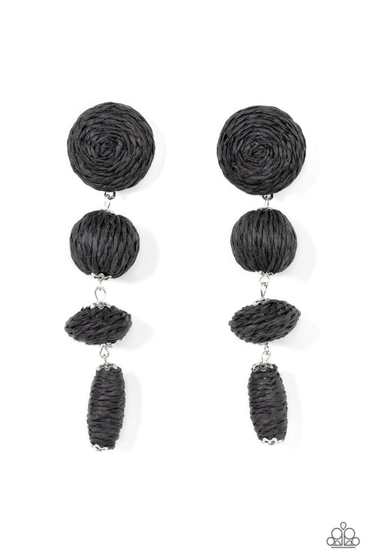 Paparazzi Twine Tango - Black  Earring P5PO-BKXX-195XX