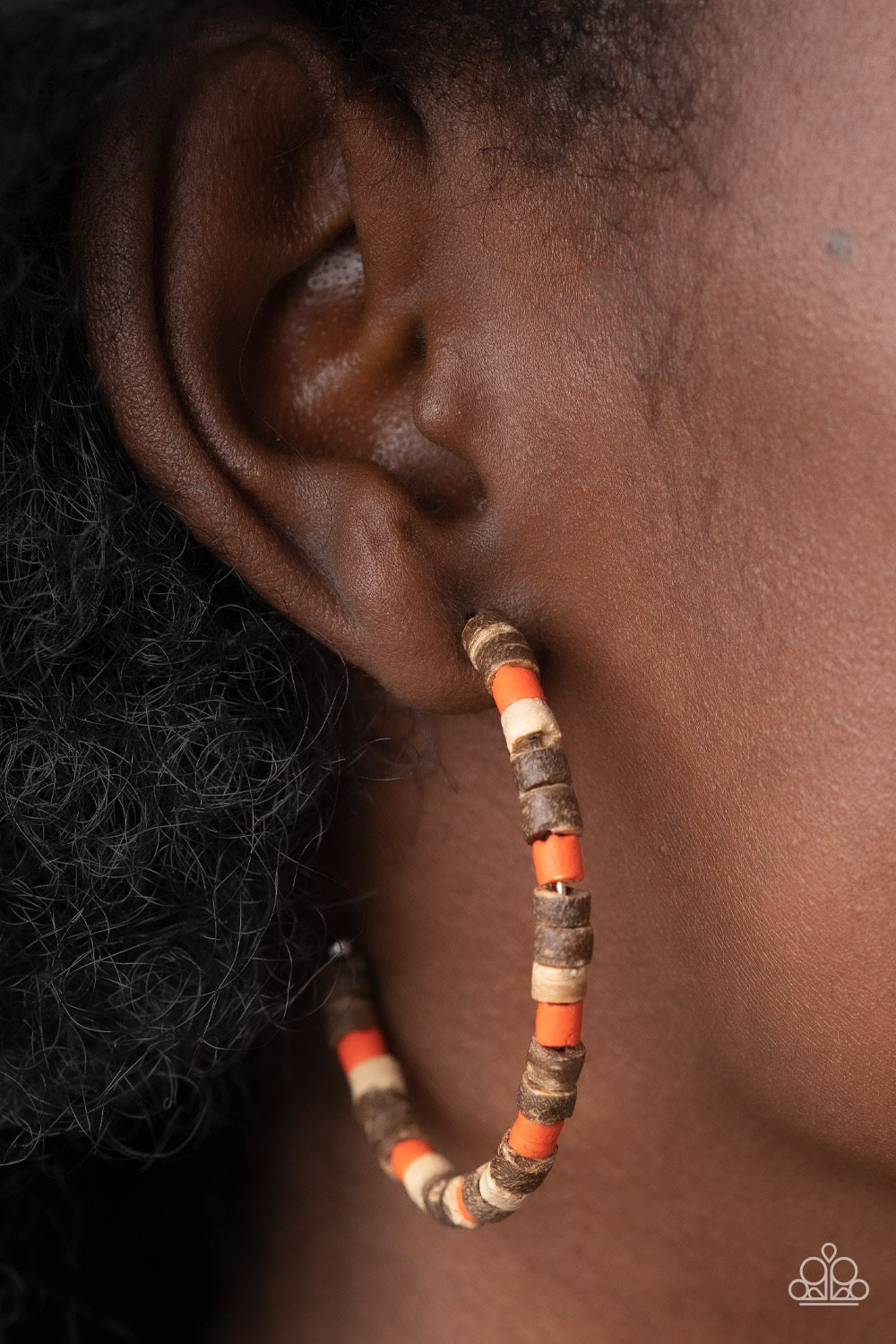 Paparazzi Effortlessly Earthy - Orange Wood Earring P5HO-OGXX-010XX