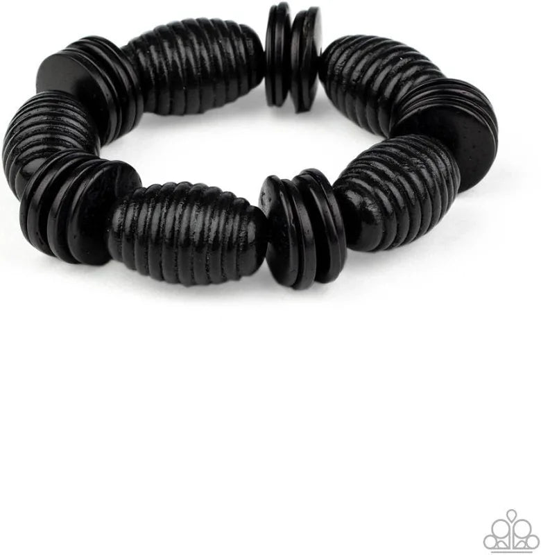 Paparazzi Caribbean Castaway -Black Wood Bracelet