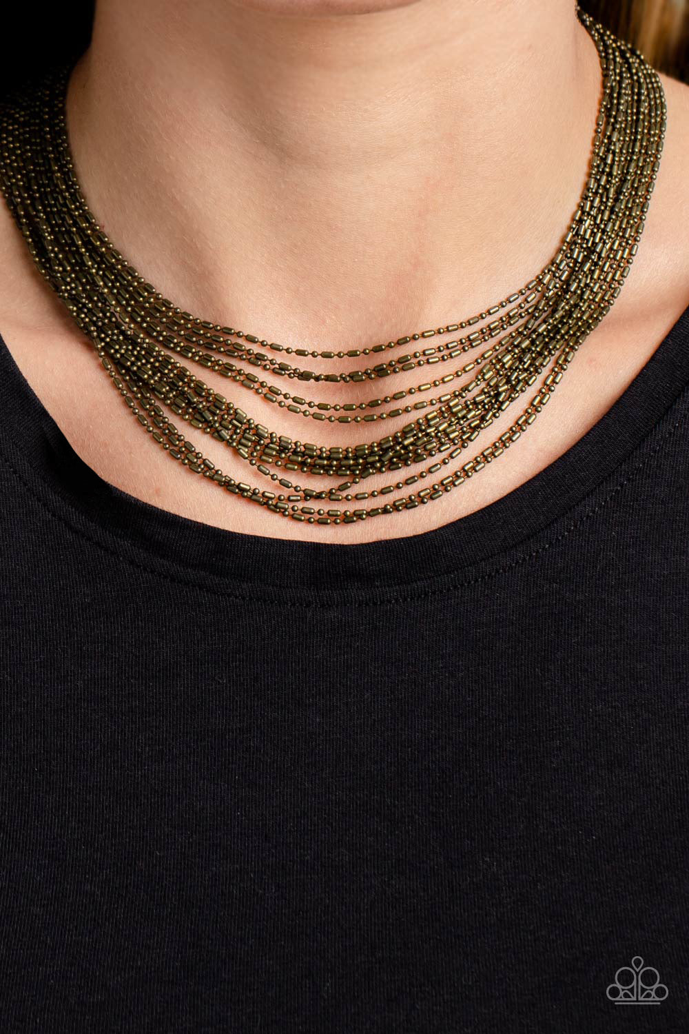 Paparazzi Cascading Chains - Brass Necklace P2ST-BRXX-110XX