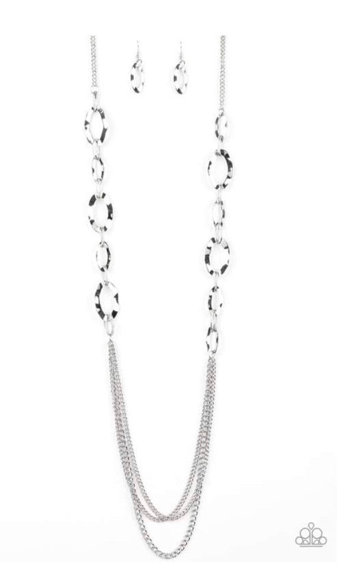 Paparazzi Street Beat - Silver - Necklace and matching Earrings