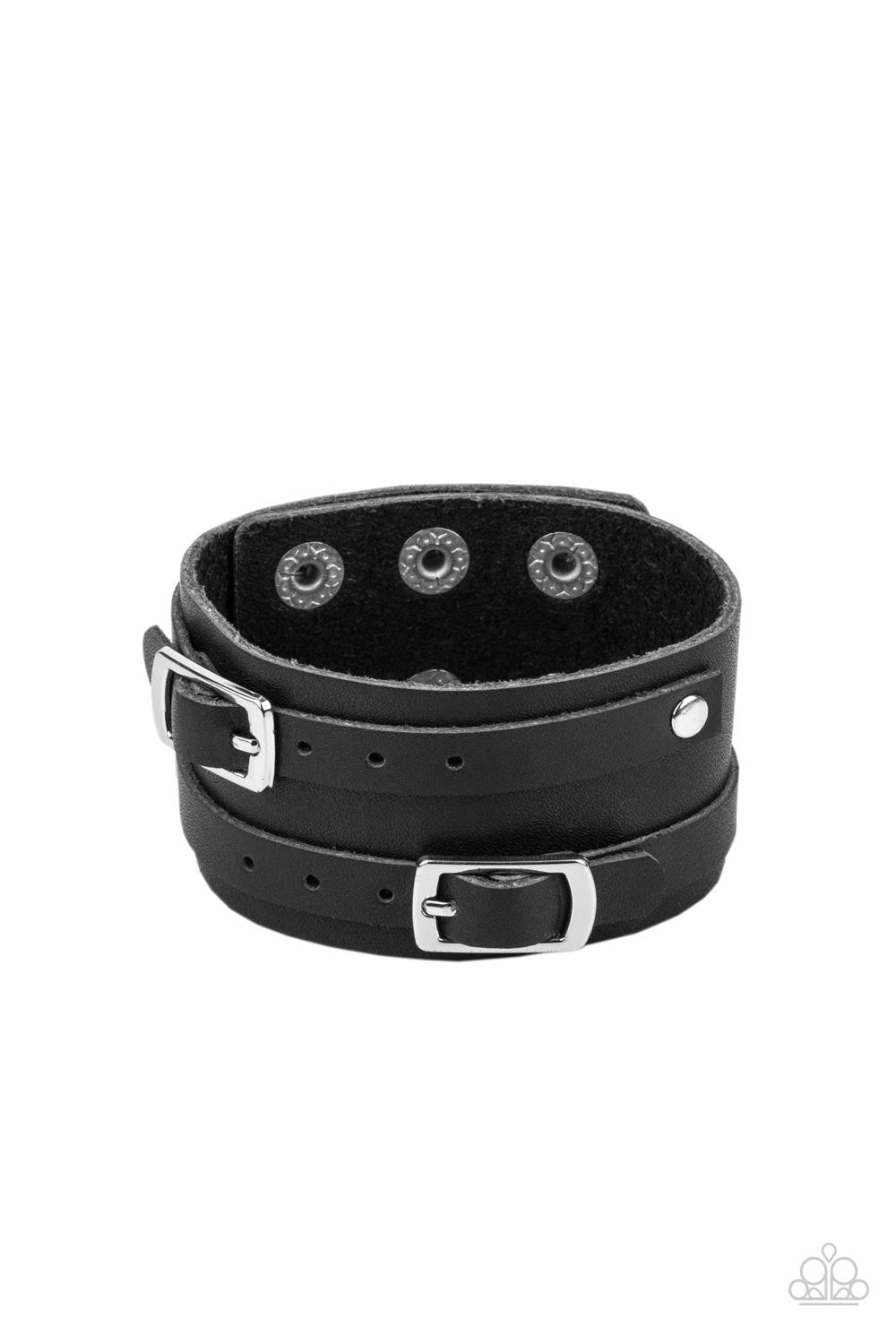 Paparazzi Bronco Bustin Buckles - Black  Urban Bracelet P9MN-URBK-037XX