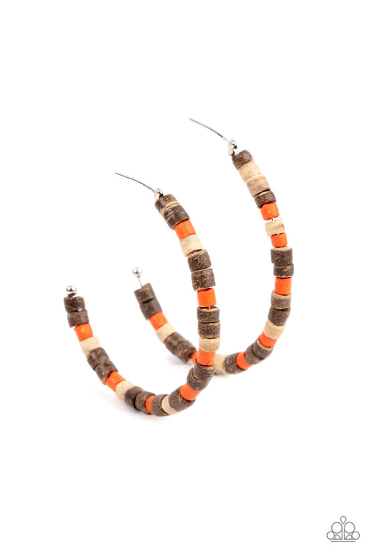 Paparazzi Effortlessly Earthy - Orange Wood Earring P5HO-OGXX-010XX