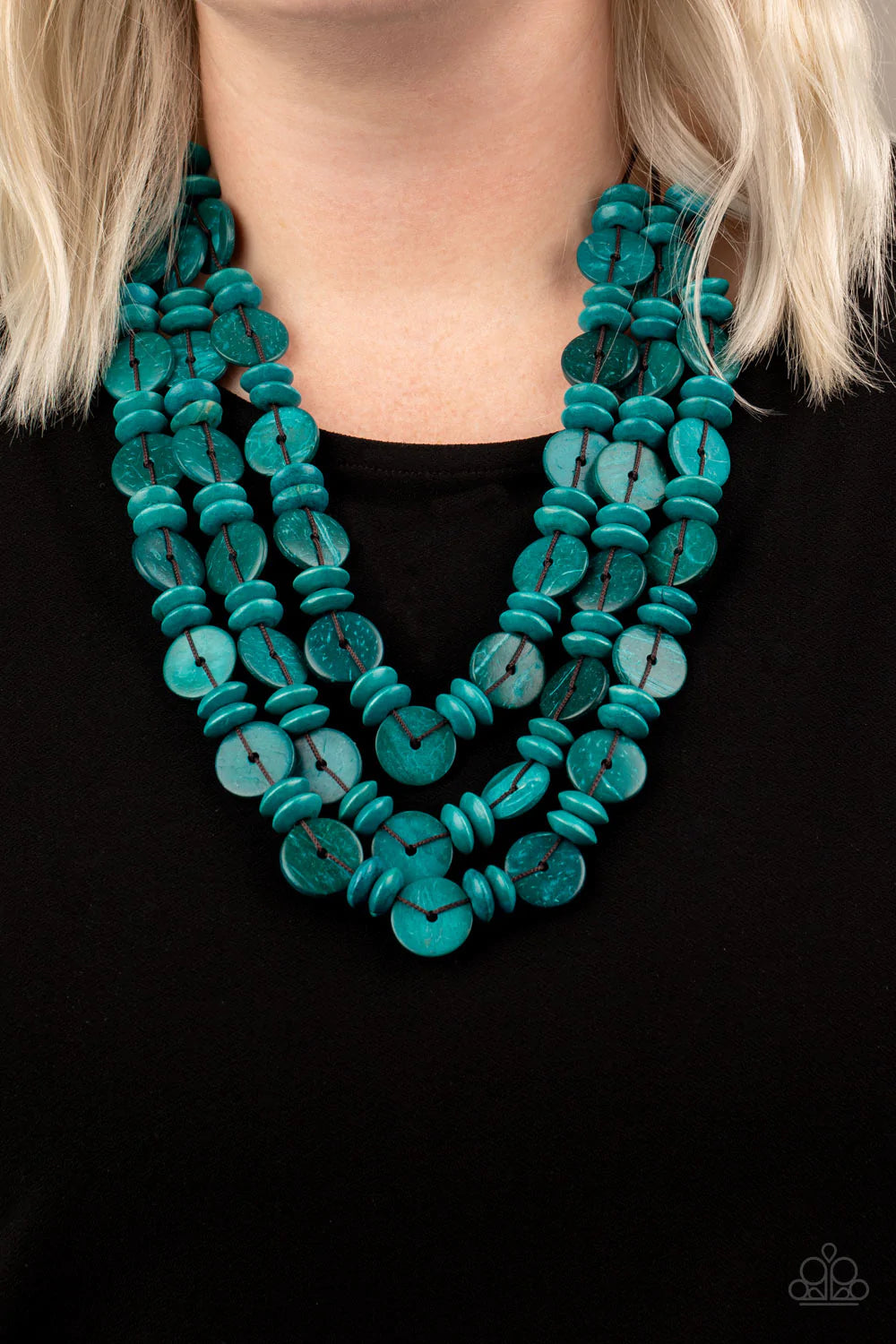 Paparazzi Barbados Bopper - Blue Wood Necklace