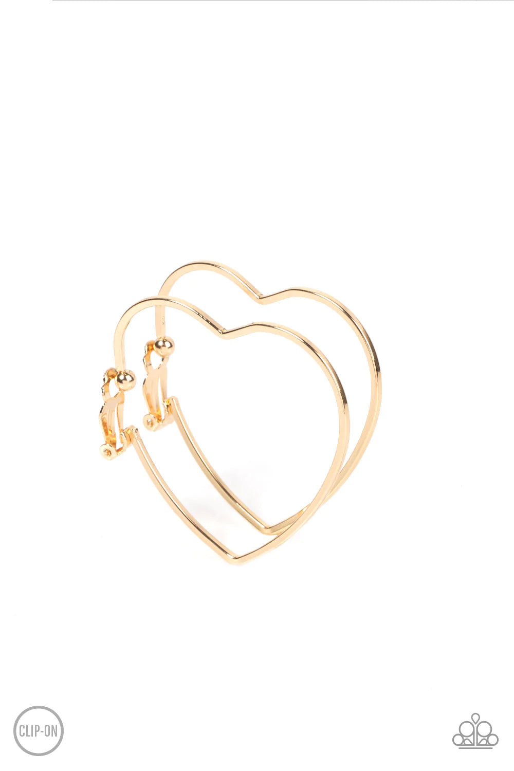 Paparazzi Harmonious Hearts Gold Clip-On Earrings