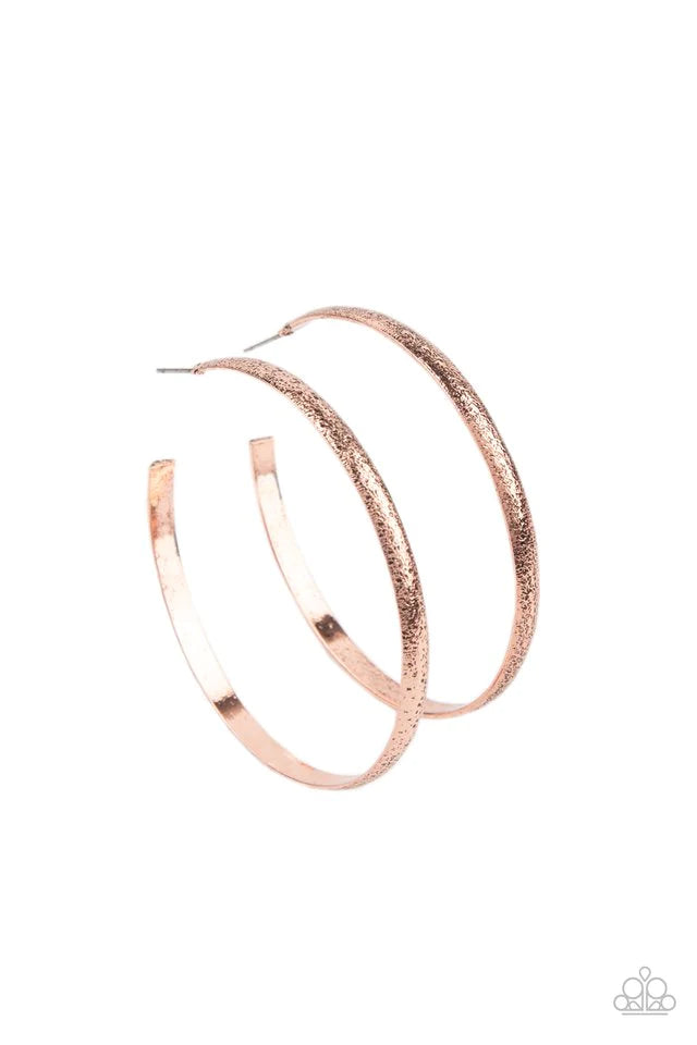 Paparazzi Rustic Radius - Copper Hoop Earring