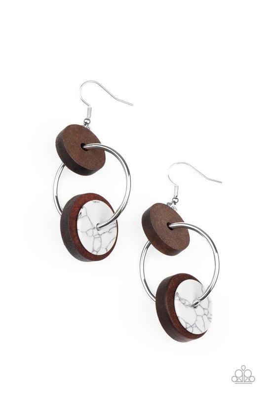 Paparazzi Artisanal Aesthetic - White Wood Earrings  P5SE-WTXX-182XX