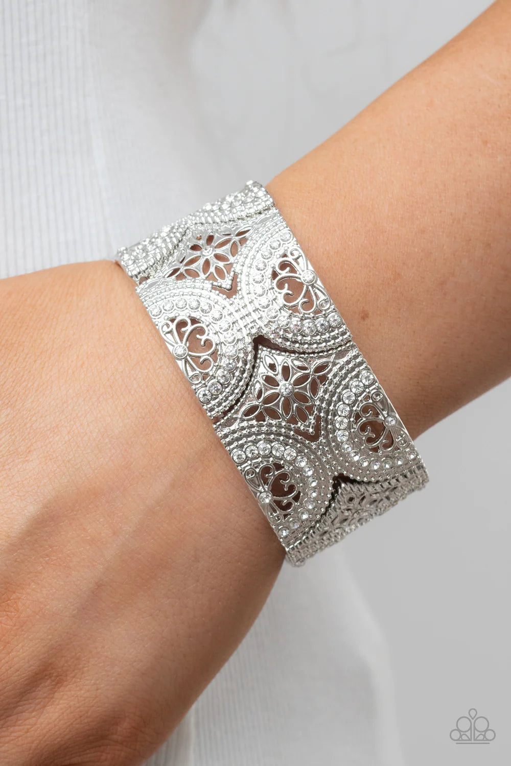 Wheeling and Dealing - White Bracelet - Paparazzi Accessories