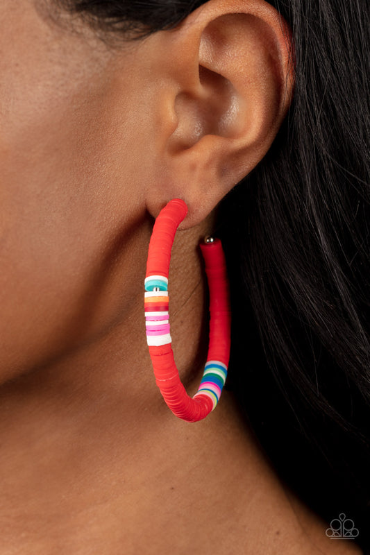 Paparazzi Colorfully Contagious - Red Earring P5HO-RDXX-025XX