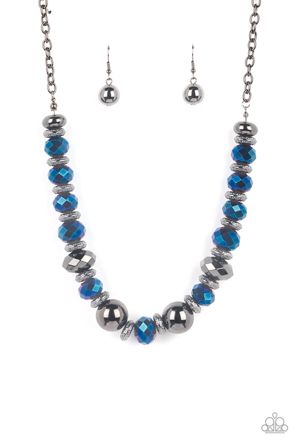 Paparazzi Interstellar Influencer - Blue Necklace SetP2ED-BLXX-044XX