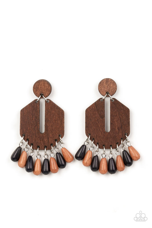 Paparazzi Western Retreat - Brown Earring  P5PO-MTXX-080XX