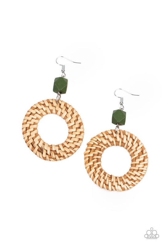 Paparazzi Wildly Wicker - Green  Earring P5SE-GRXX-132XX