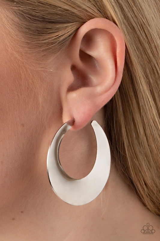 Paparazzi Power Curves - Silver Hoop Earring P5HO-SVXX-306XX