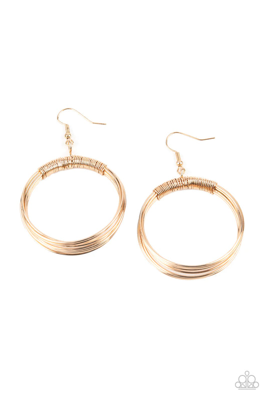 Paparazzi Urban Spun - Gold Earrings