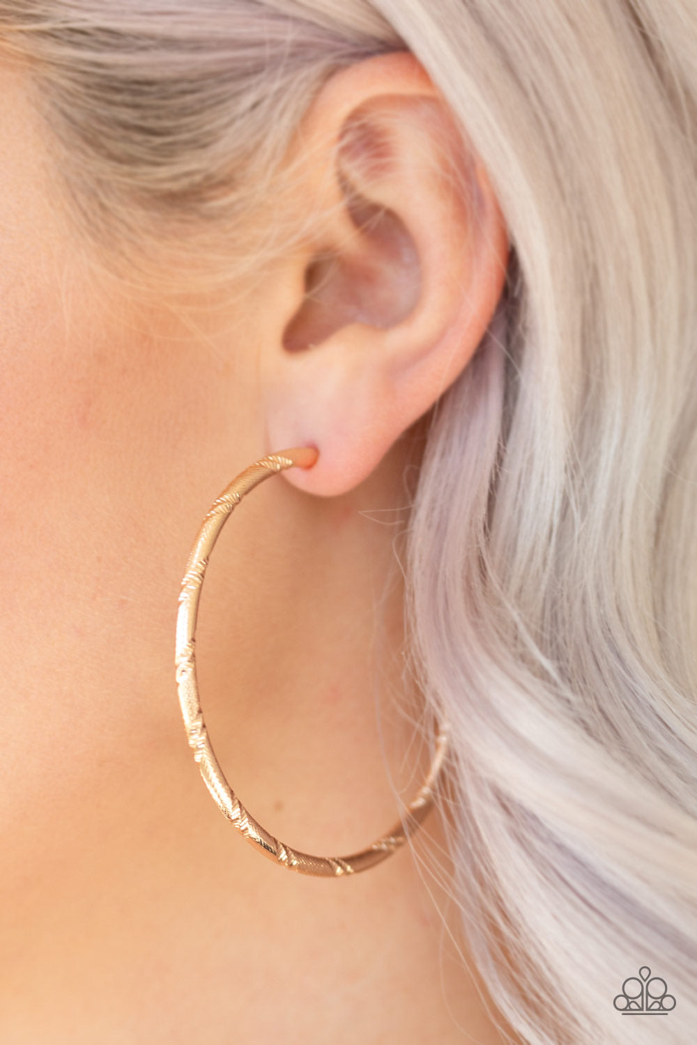 Paparazzi A Double Take-Gold Hoop Earring