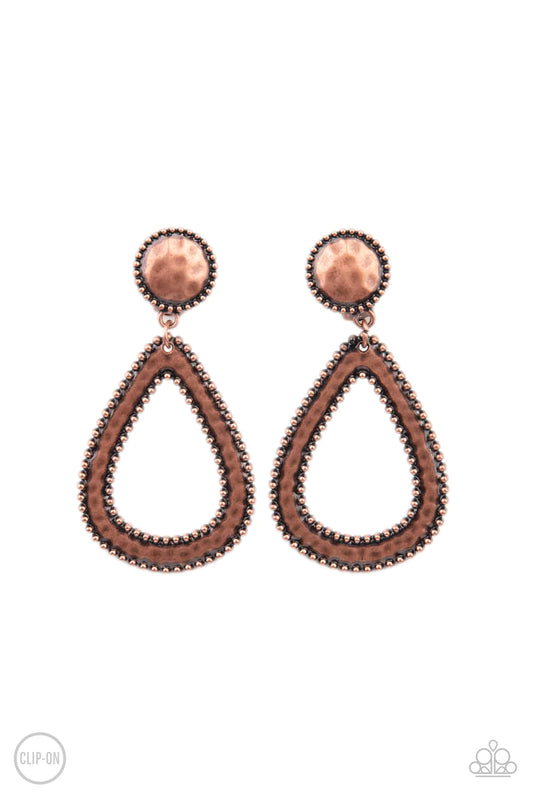 Paparazzi Beyond The Borders - Clip- On Copper Earrings