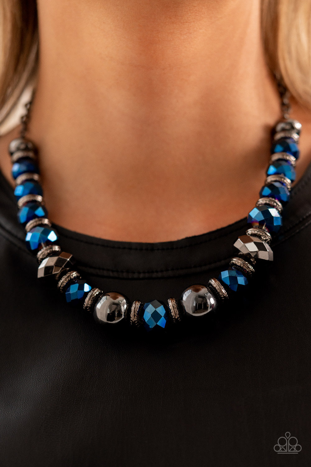 Paparazzi Interstellar Influencer - Blue Necklace SetP2ED-BLXX-044XX