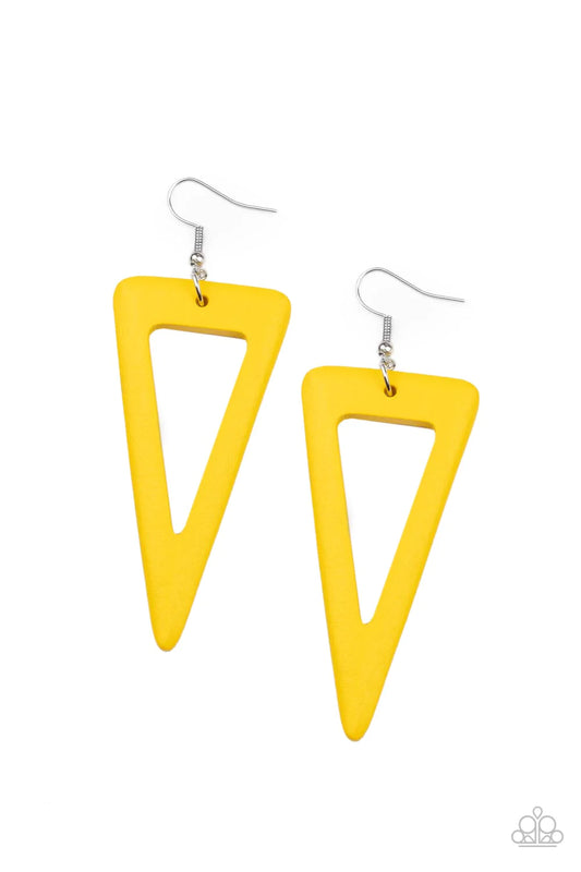 Paparazzi Accessories Bermuda Backpacker - Yellow Earrings