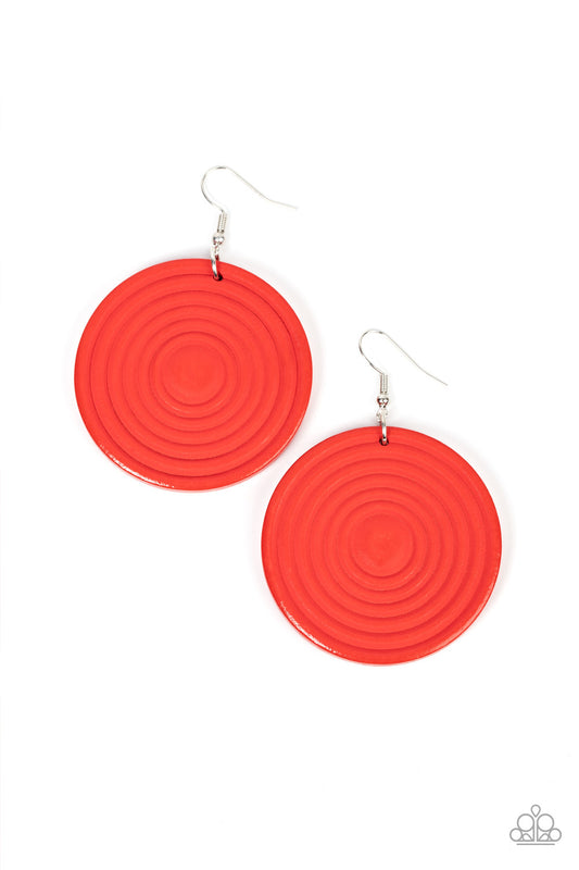 Paparazzi Caribbean Cymbal - Red  Earrings P5SE-RDXX-183XX